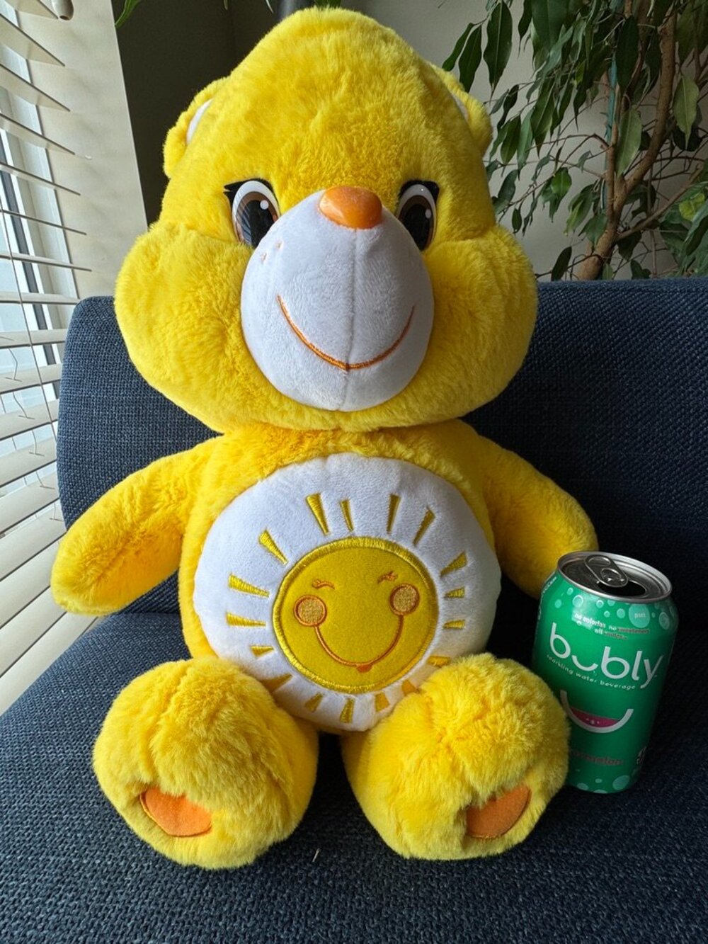 Care Bears FUNSHINE SUNSHINE Bear Yellow Large 15” Plush Stuffed Toy Just Play